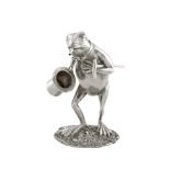 An Edwardian silver novelty spirit lighter in the form of a frog, by Joseph Braham, London, 1905