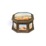 A 19th century French Grand Tour gilt bronze and painted octagonal casket