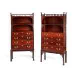 A pair of George III style mahogany secretaire cabinets in the Chippendale Taste