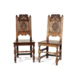 A pair of William and Mary carved oak side chairs, circa 1690