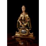 A giltwood and painted figure of St Dorothea, mid 19th century