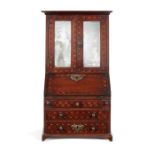 Miniature Furniture: A George II mahogany and chequerbanded bureau bookcase