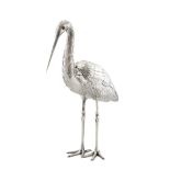 A Dutch silver heron or stork table ornament, early 20th century