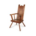 A large oak high-back armchair, late 19th century