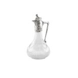 A German Jugendstil silver-mounted cut-glass claret jug, circa 1900, stamped ‘800’