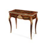 A mid-19th century French tulipwood, floral marquetry serpentine card table by Atelier Leger