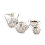 A Victorian silver 4-piece tea and coffee service by Frederick Sibray and Job Frank Hall