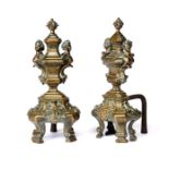A pair of Louis XIV bronze chenets