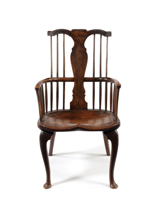 A George III ash comb-back Windsor armchair, probably West Country