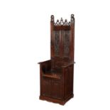 A Gothic oak throne chair, late 19th / early 20th century