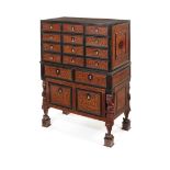 A 17th century Indo-Portuguese teak, ebony and ivory Contador or Standing Cabinet