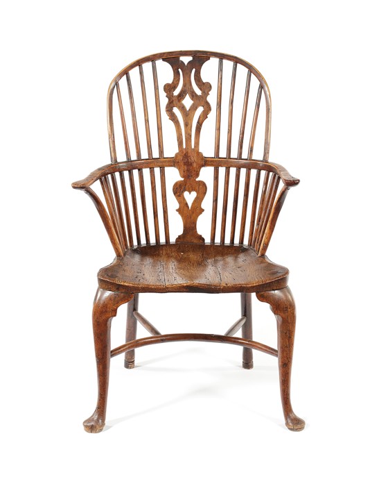 A George III yew and elm Windsor armchair, Thames Valley, circa 1790