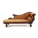 A Regency carved mahogany chaise longue