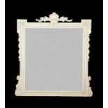 A George III white and grey painted frame with later mirror plate