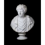 Early 18th century Italian white veined marble bust of young Marcus Aurelius