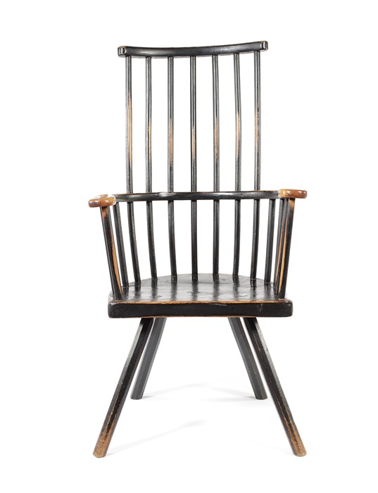 A black-painted comb-back Windsor armchair, probably West Country, late 18th / early 19th century - Image 2 of 9