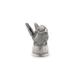 A Continental silver hare’s head stirrup cup, stamped '835CB', probably German