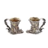 A very unusual pair of American silver and mixed metals vesta holders