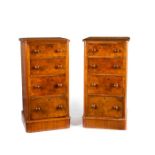 A pair of burr walnut bedside chests