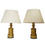 A pair of 19th century French gilt bronze table lamps