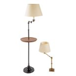 An angle poise telescopic standard lamp & a brass angle poise table lamp