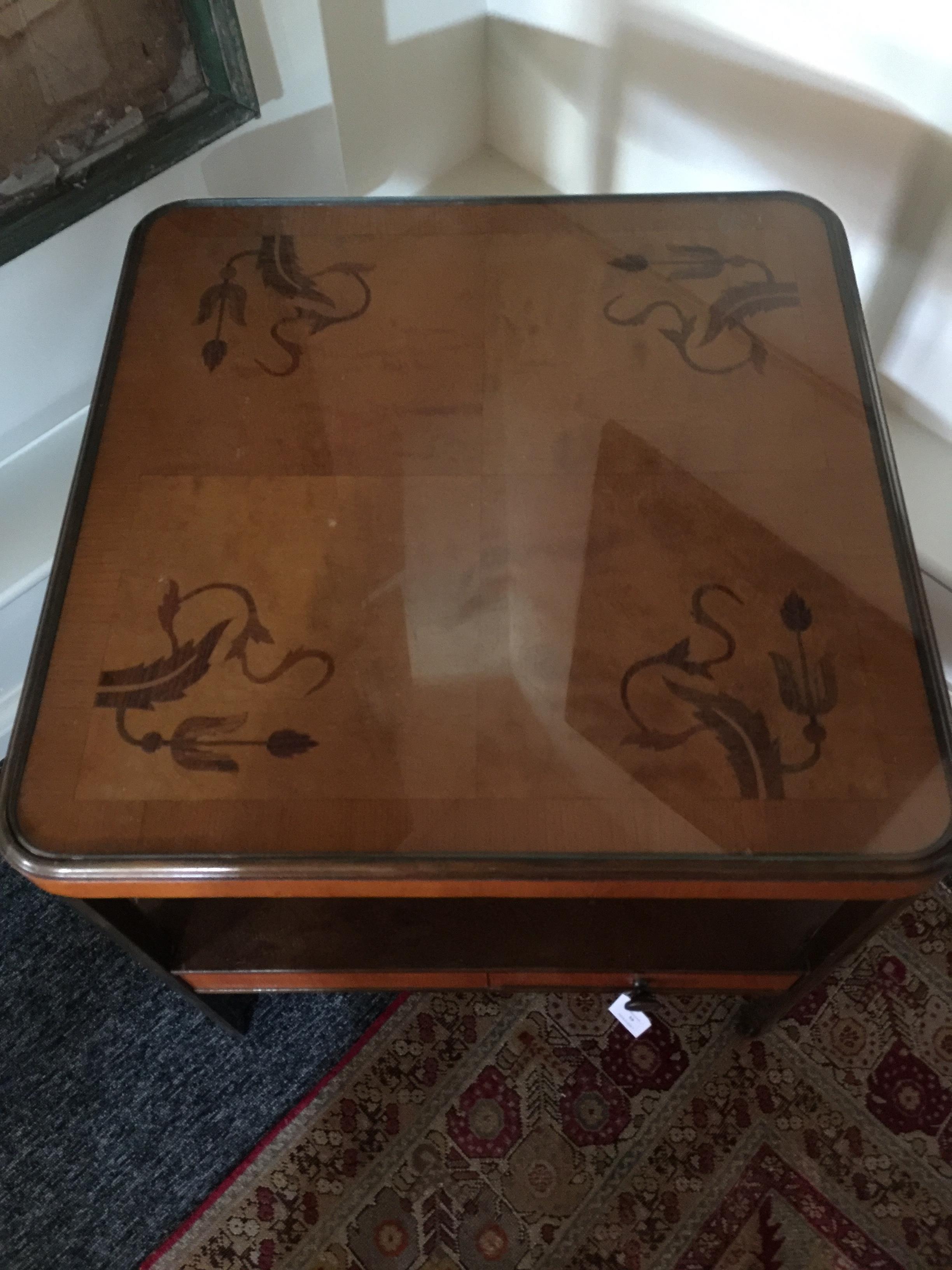 A Swedish Art Deco two tier marquetry low occasional table, 1930's