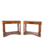 A pair of Biedermeier mahogany console tables