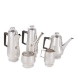 An impressive and stylish five-piece silver tea and coffee service of heavy gauge, by Sidney Beddall