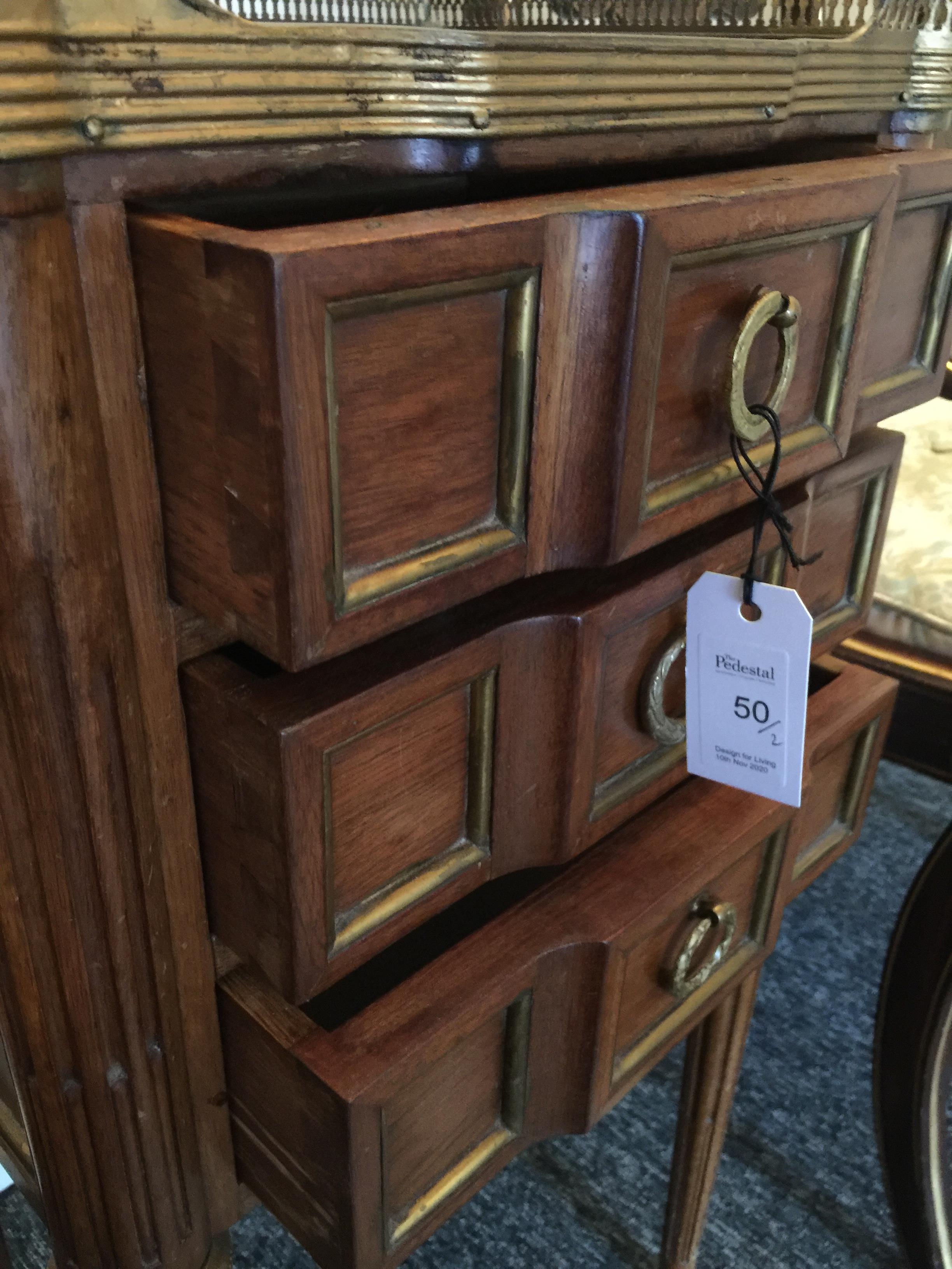 A pair of Louis XVI style mahogany and gilt metal mounted bedside commodes - Image 6 of 11