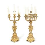A pair of late 19th century French gilt-bronze seven-light candelabra