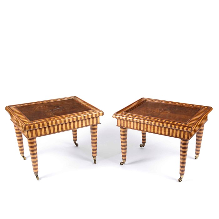 A pair of beechwood and mahogany rectangular low tables - Image 12 of 12