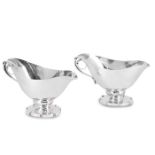 A pair of Danish silver sauceboats by Georg Jensen, post 1945, each stamped ‘177’