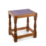 A Robert Thompson (1876-1955) of Kilburn, 'Mouseman' carved oak stool