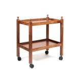 An English solid walnut Cotswolds School two-tier trolley, circa 1970's