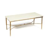 A 1960's Jansen style marble and gilt metal coffee table