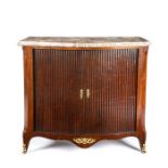 A late 19th century French mahogany tambour side cabinet