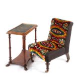 A Victorian nursing chair and a William IV mahogany side table