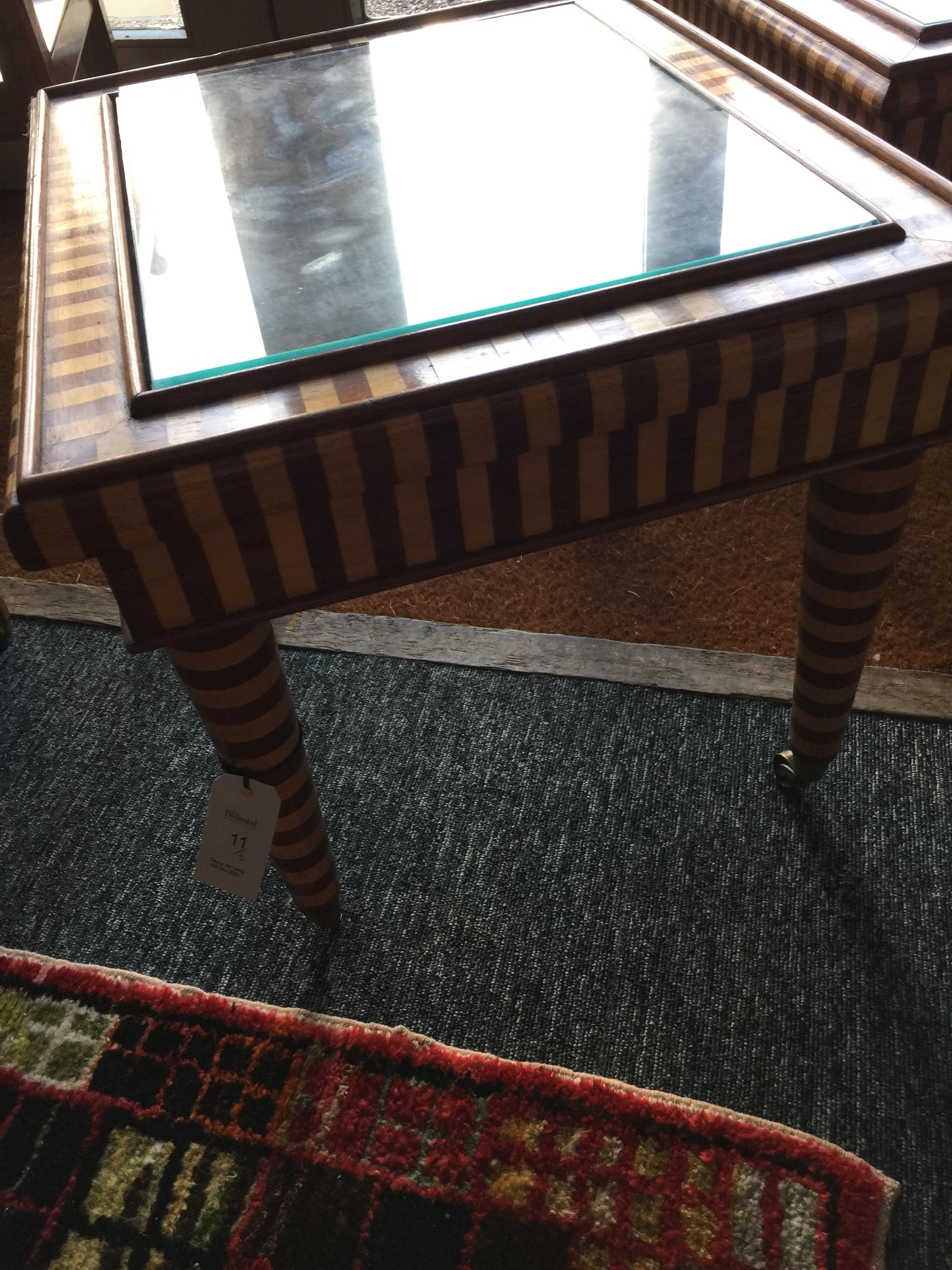 A pair of beechwood and mahogany rectangular low tables - Image 4 of 12