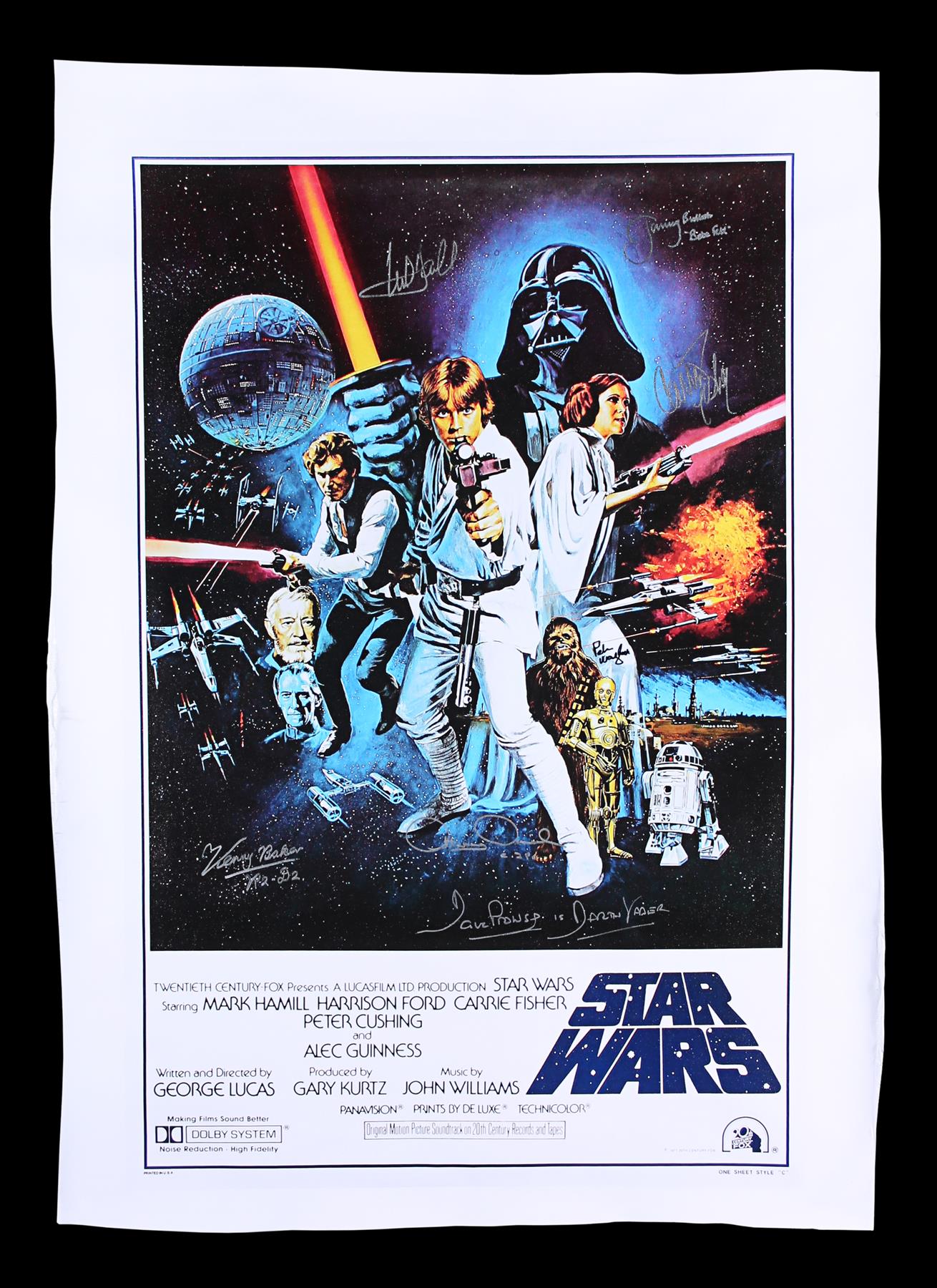 STAR WARS: A NEW HOPE (1977) - Autographed One-Sheet "Style C" Canvas Poster