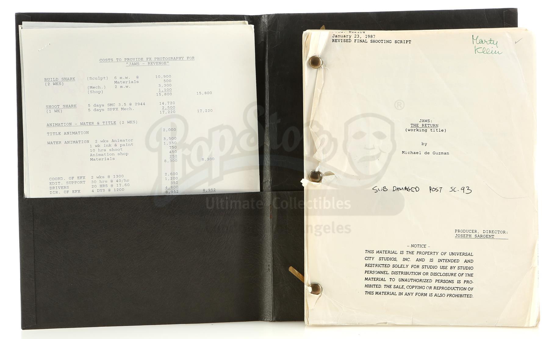 Lot #390 - JAWS: THE REVENGE (1987) - Script and Production Notes - Image 2 of 3