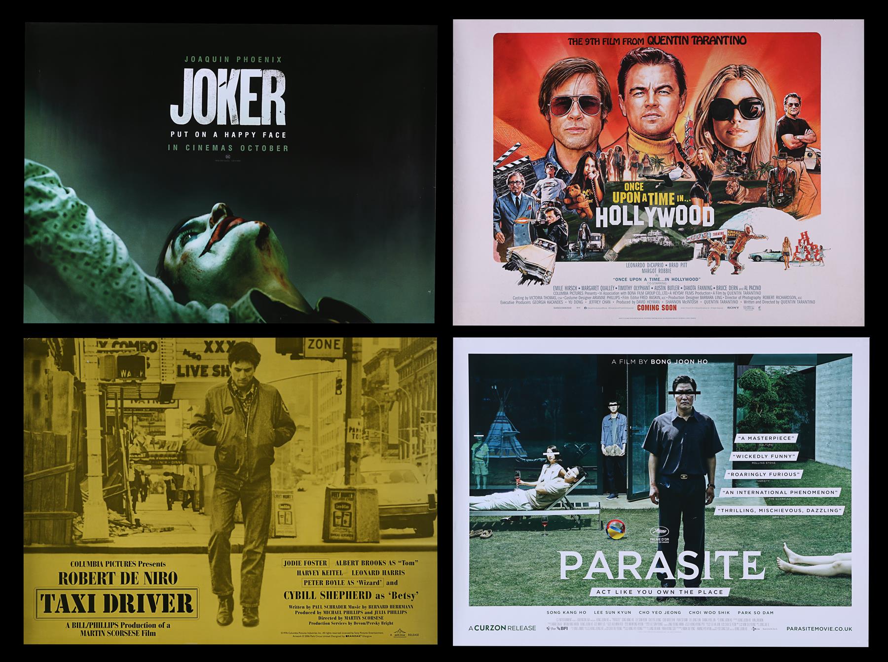 TAXI-DRIVER (1976), JOKER (2019), ONCE UPON A TIME IN HOLLYWOOD (2019), PARASITE (2019) - Four UK Qu