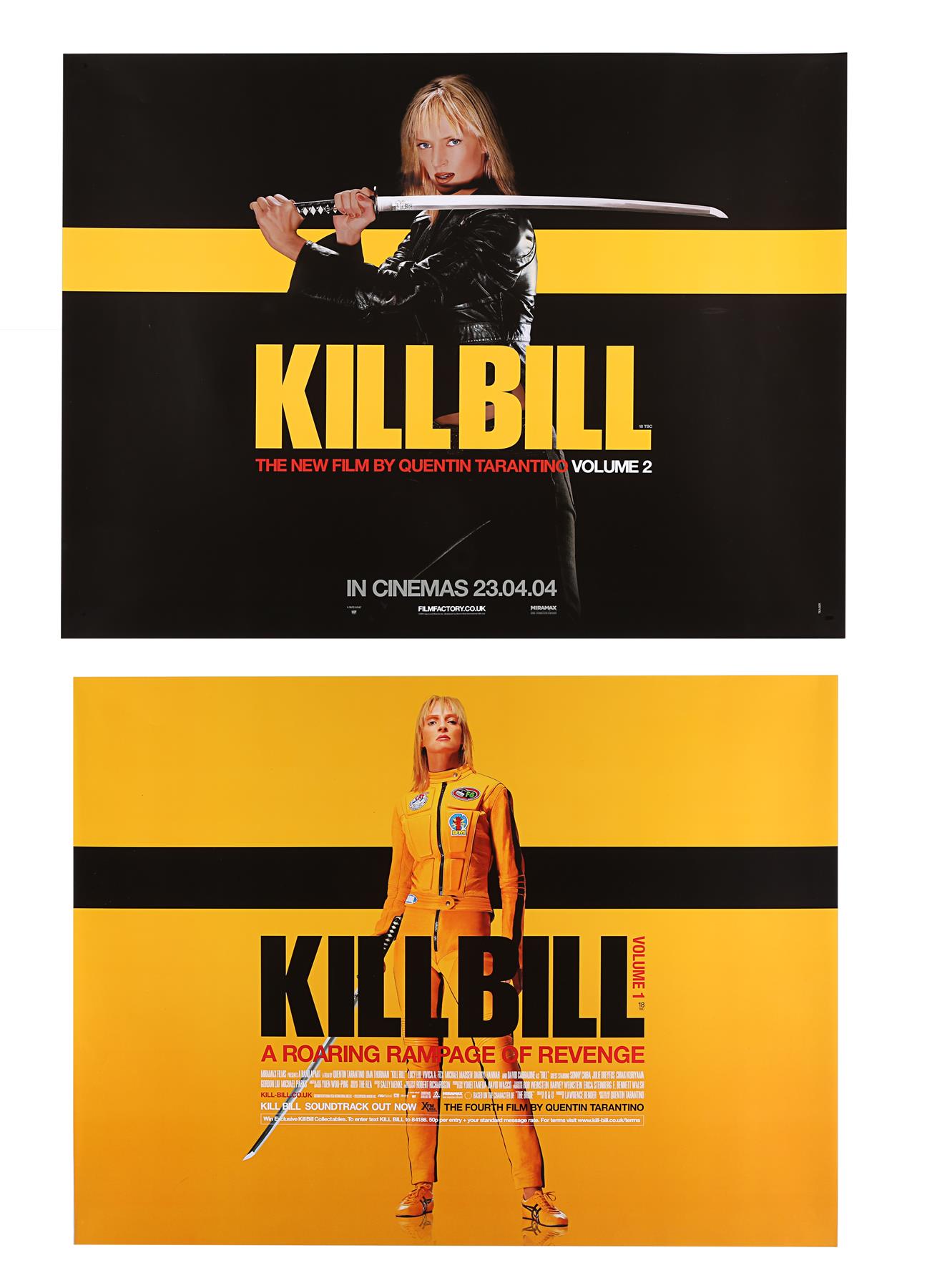 KILL BILL (2003), KILL BILL: VOLUME II (2004) - Two UK Quads, 2003 and 2004