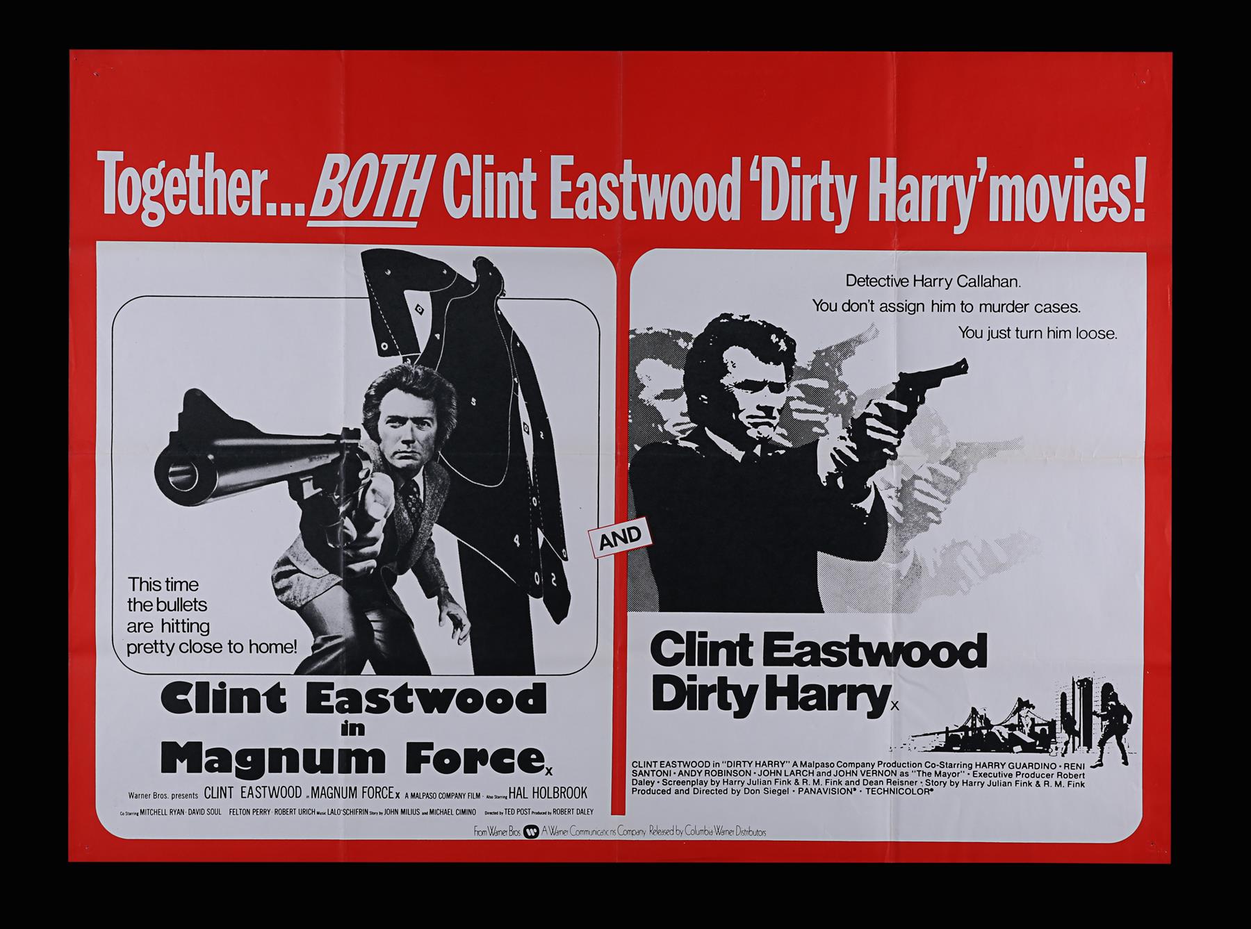 MAGNUM FORCE (1973) / DIRTY HARRY (1971) - UK Quad, 1975