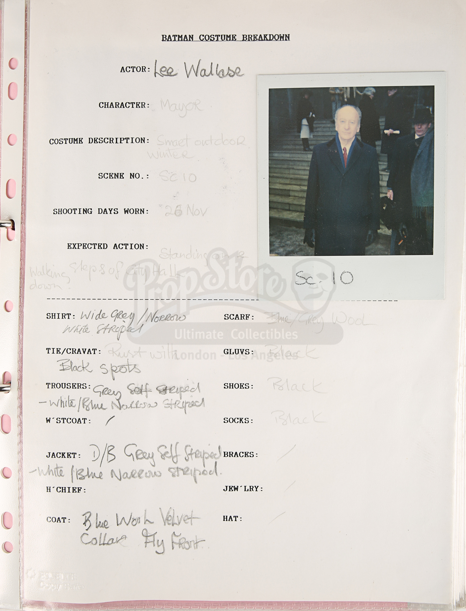 BATMAN (1989) - Costume Continuity Binder Featuring Archive of Main Cast Polaroids - Image 46 of 51