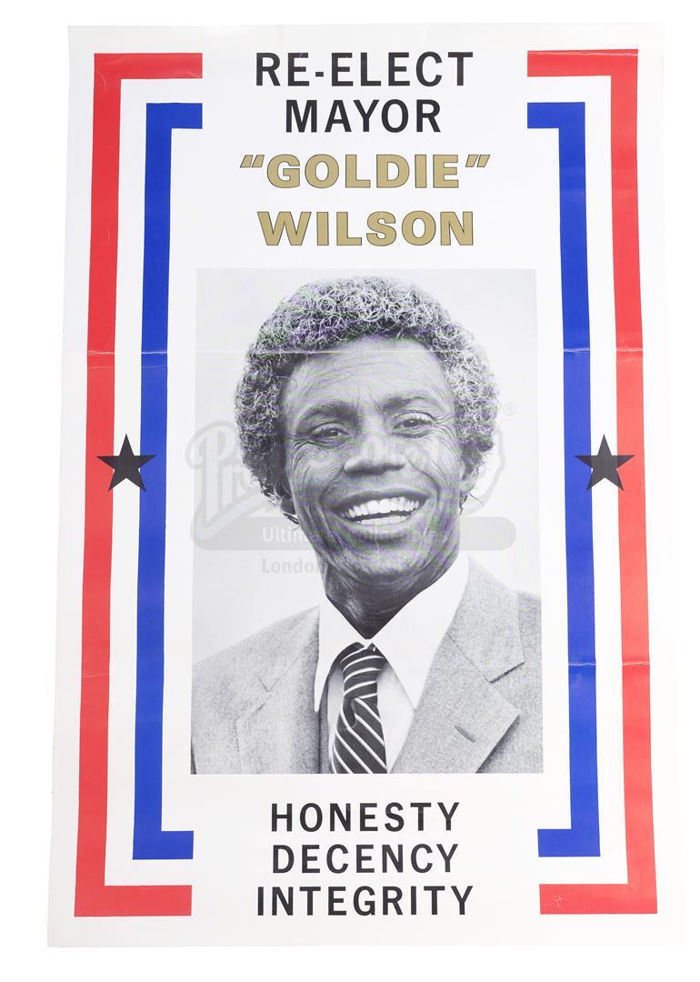 BACK TO THE FUTURE (1985) - Mayor Goldie Wilson (Donald Fullilove) Campaign Poster