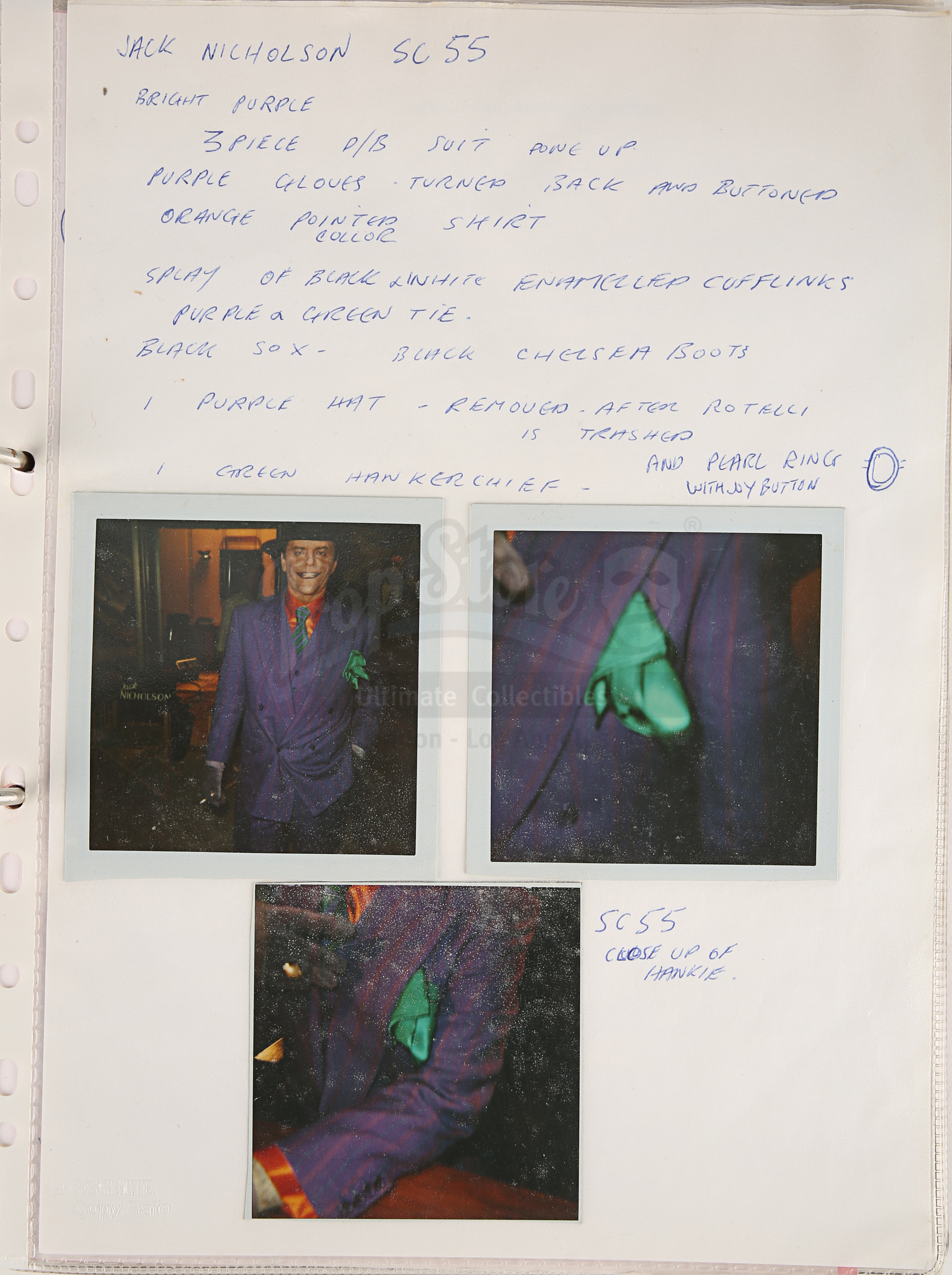 BATMAN (1989) - Costume Continuity Binder Featuring Archive of Main Cast Polaroids - Image 31 of 51