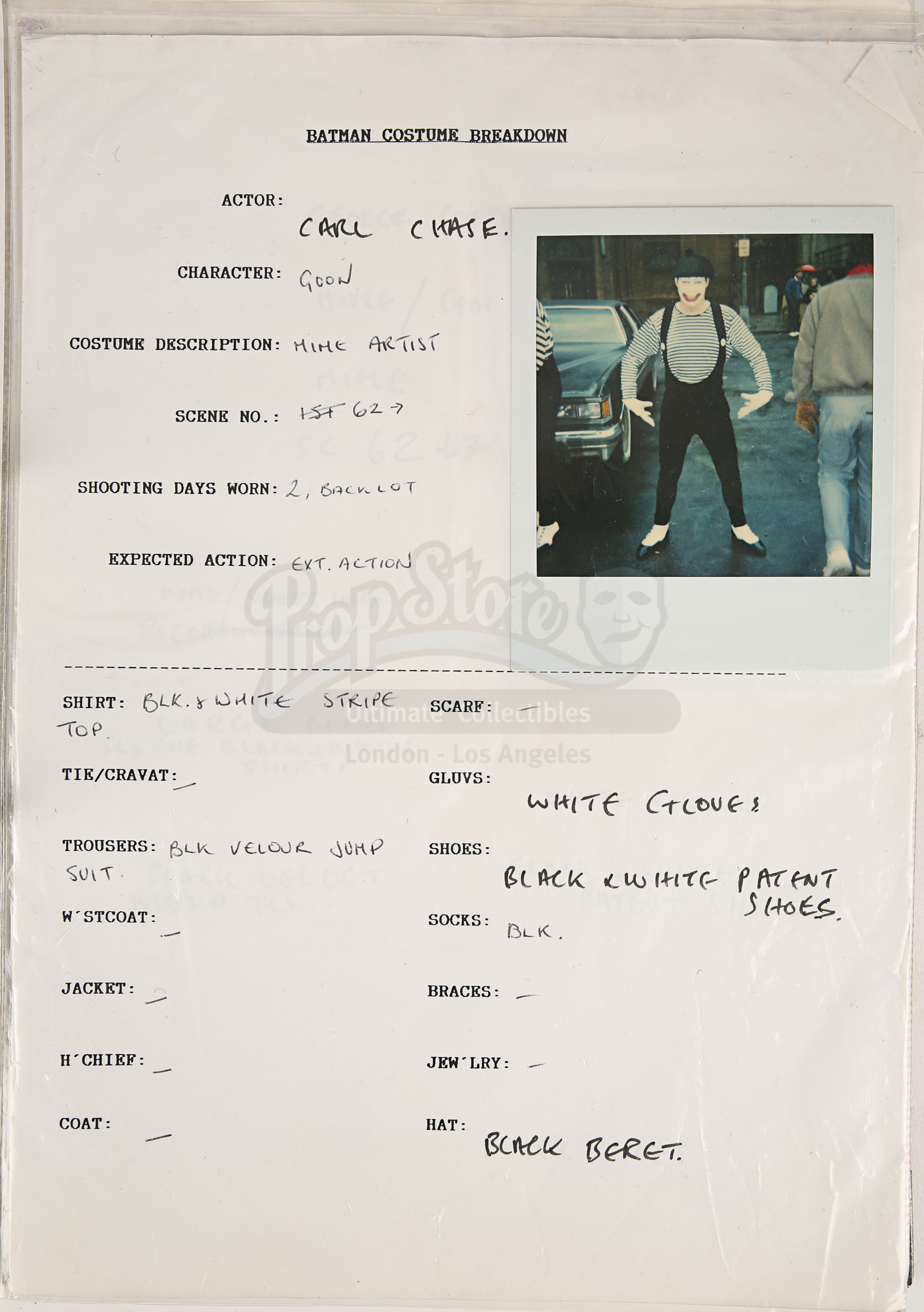 BATMAN (1989) - Costume Continuity Binder Featuring Archive of Main Cast Polaroids - Image 30 of 51