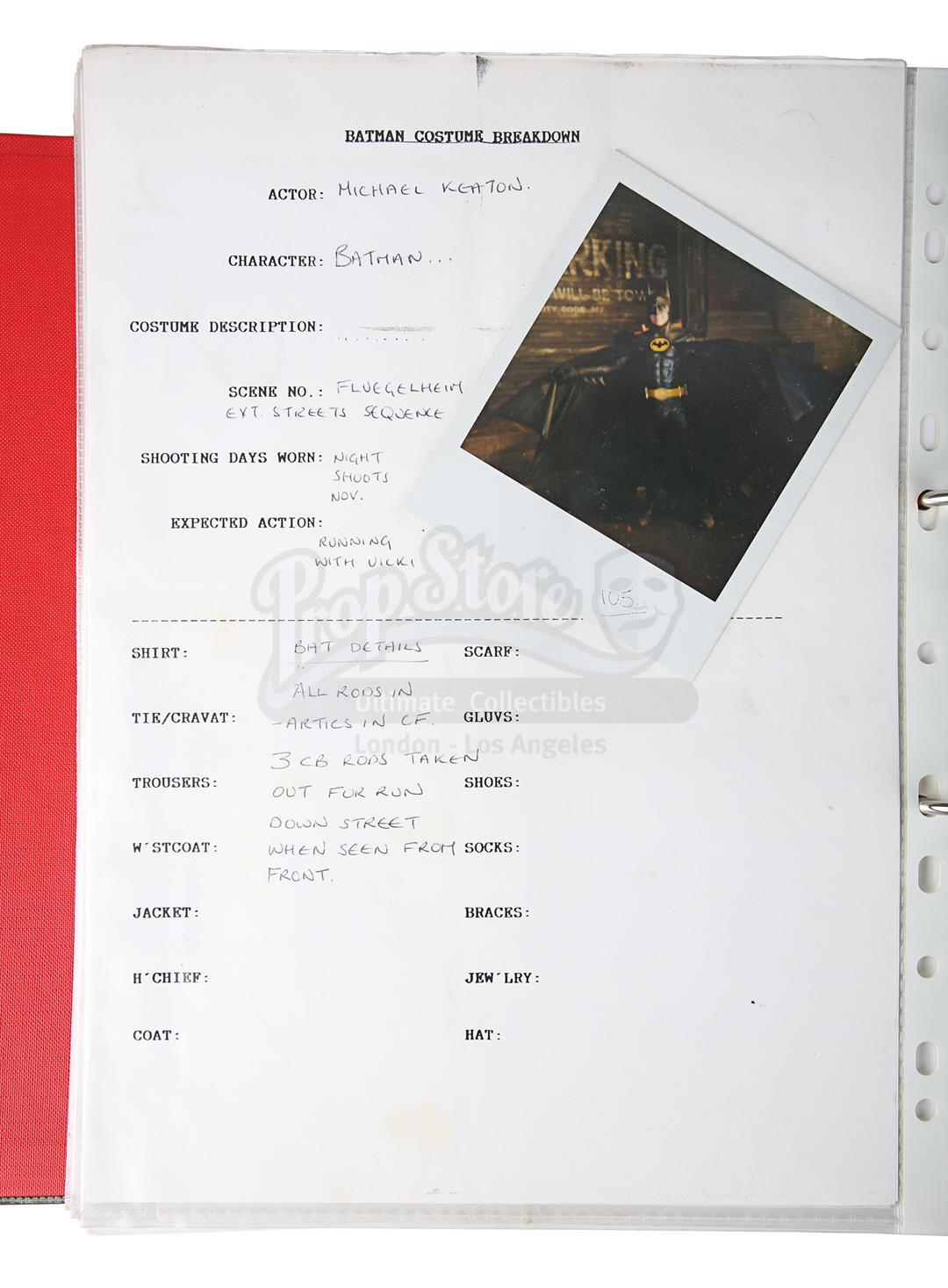 BATMAN (1989) - Costume Continuity Binder Featuring Archive of Main Cast Polaroids - Image 4 of 51