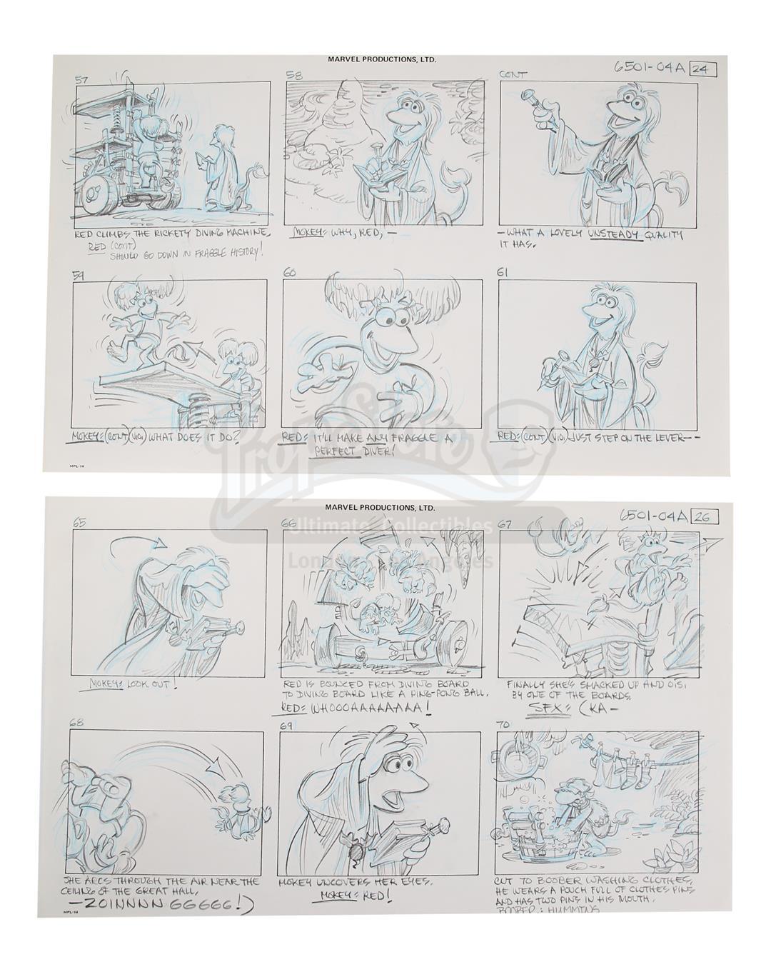 FRAGGLE ROCK: THE ANIMATED SERIES (1987) - 51 Pages of Hand-drawn Storyboards - Image 8 of 10