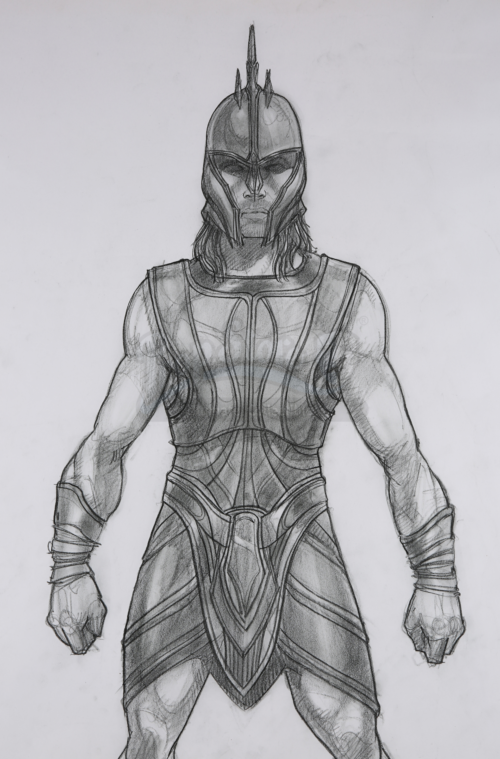 TROY (2004) - Mariano Diaz Hand-drawn Achilles (Brad Pitt) Costume Sketch - Image 4 of 9